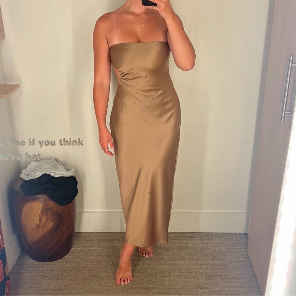 Reformation Nevaeh Satin Dress in Chanterelle